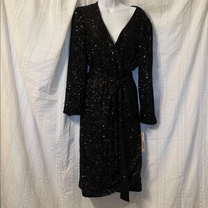 New with tags Antonio Melani black sequin wrap dress size 14